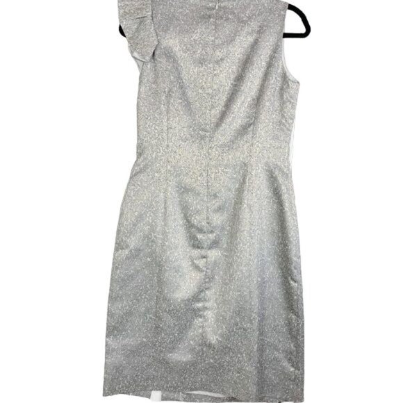 Tahari ASL Gold Brocade Sleeveless Cocktail Dress Vertical Ruffle Detail Size 10 - Picture 3 of 9